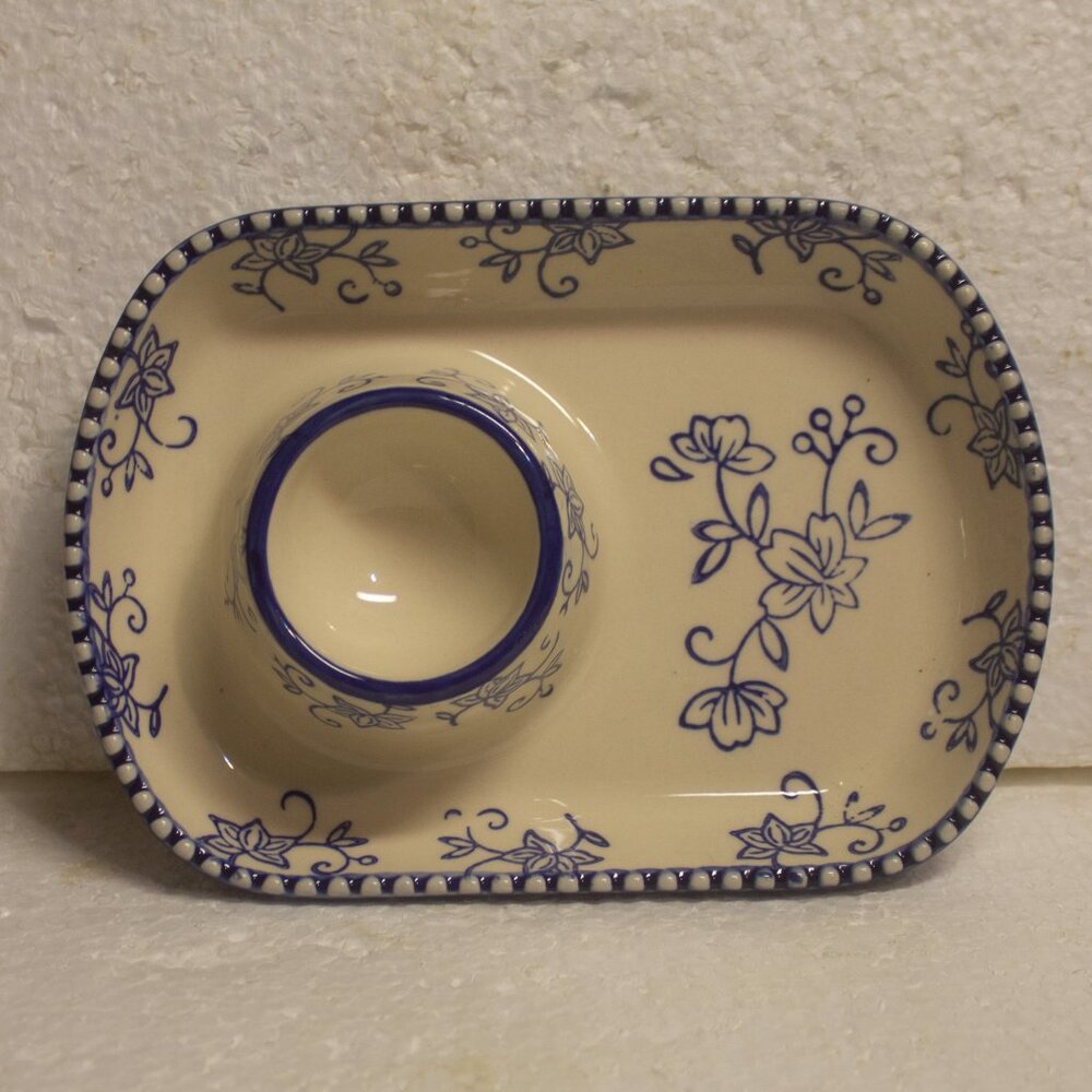 Temp-tations by Tara Old World Floral Lace Blue Snack Caddies Set of 4 Preowned